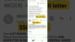 My call letter ssc co 2024ssc cpo shorts 🕺🏻🕺🏻🕺🏻🕺🏻🕺🏻👍🏻 [upl. by Gaw202]