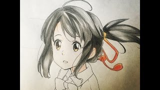 How to draw Mitsuha Miyamizu Kimi no Nawa [upl. by Jonati]