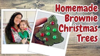 Homemade Little Debbie Brownie Christmas Trees  cooking with kids holiday baking [upl. by Bentlee638]