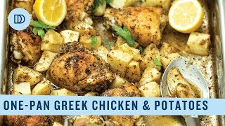 OnePan Lemony Chicken amp Potatoes Classic Greek Food [upl. by Amairam996]