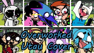 Overworked but Every Turn a Different Character SingsFNF Overworked but Everyone  UTAU Cover [upl. by Alekim]