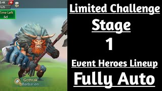 Lords mobile Barbarian Limited Challenge Stage 1 Fully AutoBarbaric Journey stage 1 Fully Auto [upl. by Stets834]