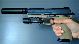 Airsoft Tokyo Marui HK45 Tactical with Shooters Design Metal Slide [upl. by Isnyl714]