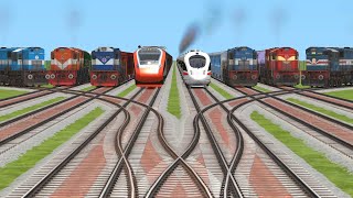 MORE TRAINS CROSSING BY BUMPY FORKED TRACKS  train sim world  railways games [upl. by Azzil]