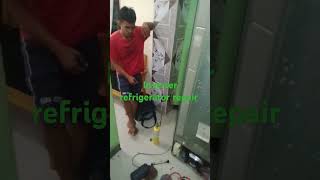 Inverter refrigerator charging refrigerant r600a viralvideo icecream [upl. by Nehtanoj]