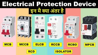 Difference between MCB MCCB ELCB RCCB RCBO RCD And MPCB  ये Device कैसे काम करता है [upl. by Anidnamra851]