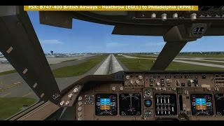 FSX British Airways Boeing B747400  London Heathrow EGLL to Philadelphia KPHL [upl. by Martineau684]