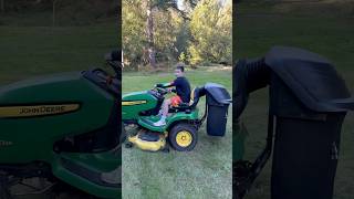 Teach em’ Young johndeere tractor lawnmower getitdone shorts fatherandson adventure fyp [upl. by Rivy]