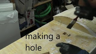 Making a centerboard swing hole while preparing for deck covering 304 [upl. by Battista]