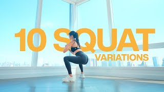 10 Min Squat Workout with 10 Variations  No Repeats No Talking [upl. by Head]