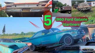 Unloading FIVE 1960 Ford Galaxie Starliners off the trailer A few almost roll too far [upl. by Neu]