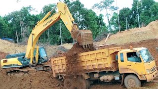 Beko besar Sumitomo SH350 muat nikel ke dump truk kendaraan konstruksi mobil truk excavator [upl. by Aerbua]