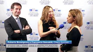 Roberto Bonsignore e Francesca Gesualdi Cleary Gottlieb  TopLegal Industry Awards 2019 [upl. by Aremihc]