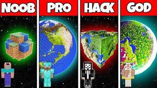 Minecraft Battle NOOB vs PRO vs HACKER vs GOD INSIDE PLANET HOUSE BASE BUILD CHALLENGE in Minecraft [upl. by Zysk]