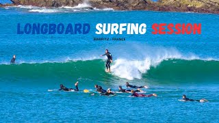 Surfing Perfect Longboard Waves  Biarritz Best Longboard Surf City in Europe epic surfing [upl. by Kacerek957]