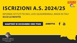 Iscrizioni scuola 202425 riforma istituti tecnici licei quadriennali made in Italy le novità [upl. by Lucien]