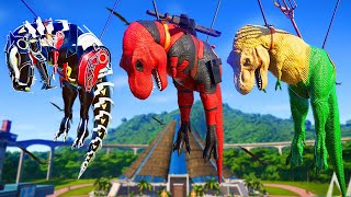 All Dinosaurs Fighting TRex vs IRex Green Dinosaur Indominus Rex Color Pack Jurassic World Evolution [upl. by Edveh887]