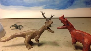 Monolophosaurus vs Ceratosaurus  Dinosaur Claymation [upl. by Esinehc]