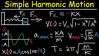 Simple Harmonic Motion Mass Spring System  Amplitude Frequency Velocity  Physics Problems [upl. by Belita91]