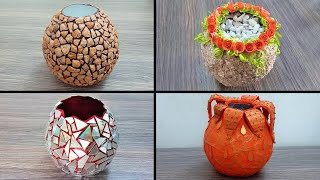 How to make vase from balloon and paper  DIY Flower Vase  8 Ideas [upl. by Remas]