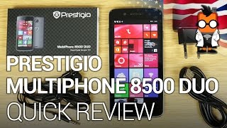 Prestigio MultiPhone 8500 DUO Windows Phone quick review amp unboxing ENGLISH [upl. by Flavio]