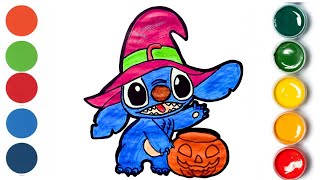 COMO DESENHAR O STITCH COM ABÓBORAS DE HALLOWEEN  TUTORIAL DE DESENHOS FOFOS [upl. by Gardal]