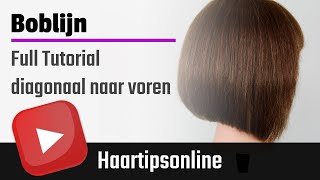 Boblijndiagonale lijn naar voren Haar knippen instructie video [upl. by Marigolde]