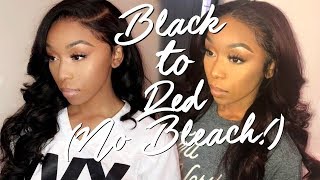 HOW TO DYE BLACK HAIR RED WITHOUT BLEACH ft UNice [upl. by Galasyn]