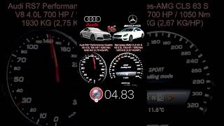 Audi RS7 Performance 700 HP Stage 1 vs Mercedes AMG CLS 63 S 700 HP Stage 2 acceleration [upl. by Sidnala721]