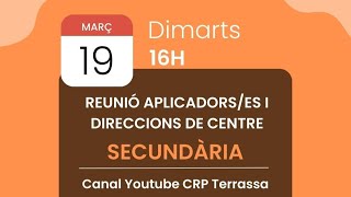 Reunió aplicadorses i centres competències bàsiques ESO 19 de març de 2024 [upl. by Eduam]