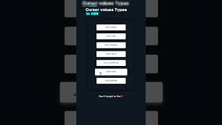 🖱️✨ Master Cursor Values in CSS3 💻🎨shorts cssanimation html5css3 shortvideo webdesign web3 [upl. by Tobey977]