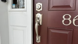 Schlage Camelot Exterior Entrance Handleset Installation and Schlage Warranty Information [upl. by Drallim]