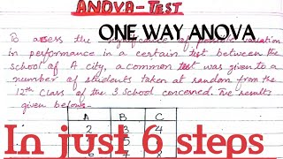 ANOVA test  hypothesis testing One way ANOVA test How to find ANOVA [upl. by Langille]