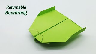 Returnable Boomerang Paper Flying Plane  How To Make a Returnable Boomerang Paper Airplane [upl. by Streeto]