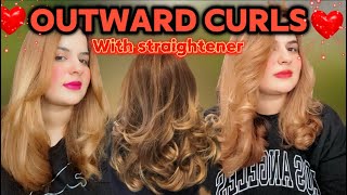 Outward blowdryer setting using straightener  blow dryer look with straightener at home [upl. by Grosmark]