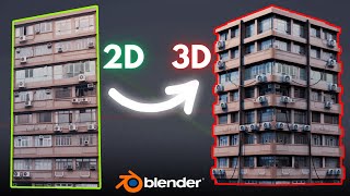 Turn a 2D Image Into a 3D Building in Blender in 1 Minute [upl. by Olmsted]