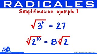 Simplificación de radicales  Ejemplo 1 [upl. by Krum367]