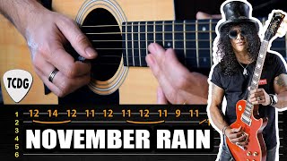 Como tocar el solo de NOVEMBER RAIN en guitarra acústica  Tablaturas TCDG [upl. by Rraval]