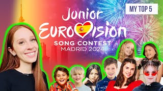 MY TOP 5 SONGS JUNIOR EUROVISION 2024 [upl. by Aneekahs]