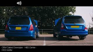 JDM Subaru Forester SG9 STi Exhaust Comparison  Catted HKS vs 3quot Decat amp Ganador ASMR [upl. by Aifos]