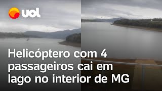 Helicóptero com 4 passageiros cai em Capitólio em Minas Gerais vídeo registra momento da queda [upl. by Carolee]