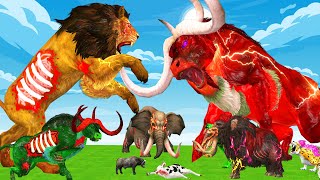 15 Mammoth Elephant Cow Gorilla vs 10 Giant Zombie Tiger Bull Attack Baby Cow Save By Woolly Mammoth [upl. by Alcott]