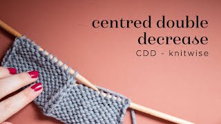 Knitting tutorial CDD  centred double decrease [upl. by Boelter499]