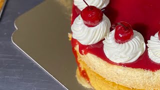 How to decorate a cheese cake  simple cherry cheesecake [upl. by Oruntha]