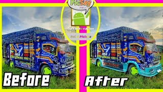 Tutorial cara edit bemper di truk menggunakan aplikasi picsay pro [upl. by Annalise]