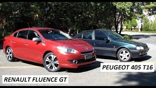 Garagem do Bellote TV Renault Fluence GT vs Peugeot 405 T16 Rubens Barrichello [upl. by Yarod691]