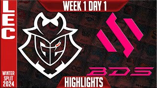 G2 vs BDS Highlights  LEC Winter 2024 W1D1  G2 Esports vs Team BDS [upl. by Boycie]