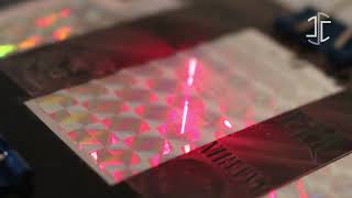 Holographic stickers fiber laser engraved [upl. by Rellim]