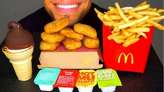 MCDONALDS CHICKEN NUGGETS ICE CREAM CONE DIPPED CHOCOLATE CRISPY FRENCH FRIES BIG BITES ASMR MUKBAN [upl. by Evante]