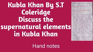 Kubla Khan by ST Coleridge  Discuss the supernatural elements in Kubla Khan notes [upl. by Aetnuahs472]